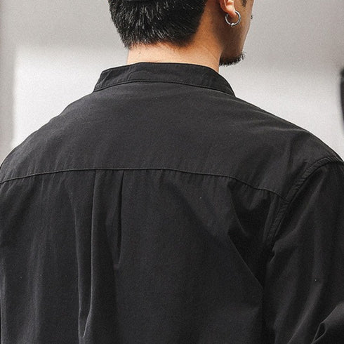 Natural Band Collar Basic Shirt P1822